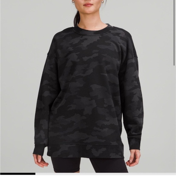 Lululemon Athletica Perfectly Oversized Crew In Black Gray Camo Size 4 - Picture 7 of 7
